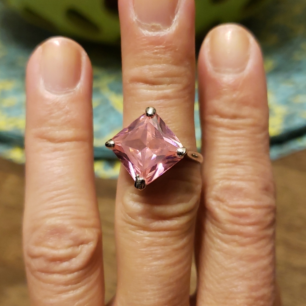 Pink stone ring.